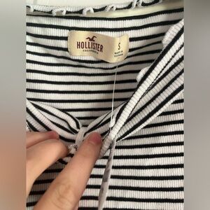 Hollister Black and White Striped Top